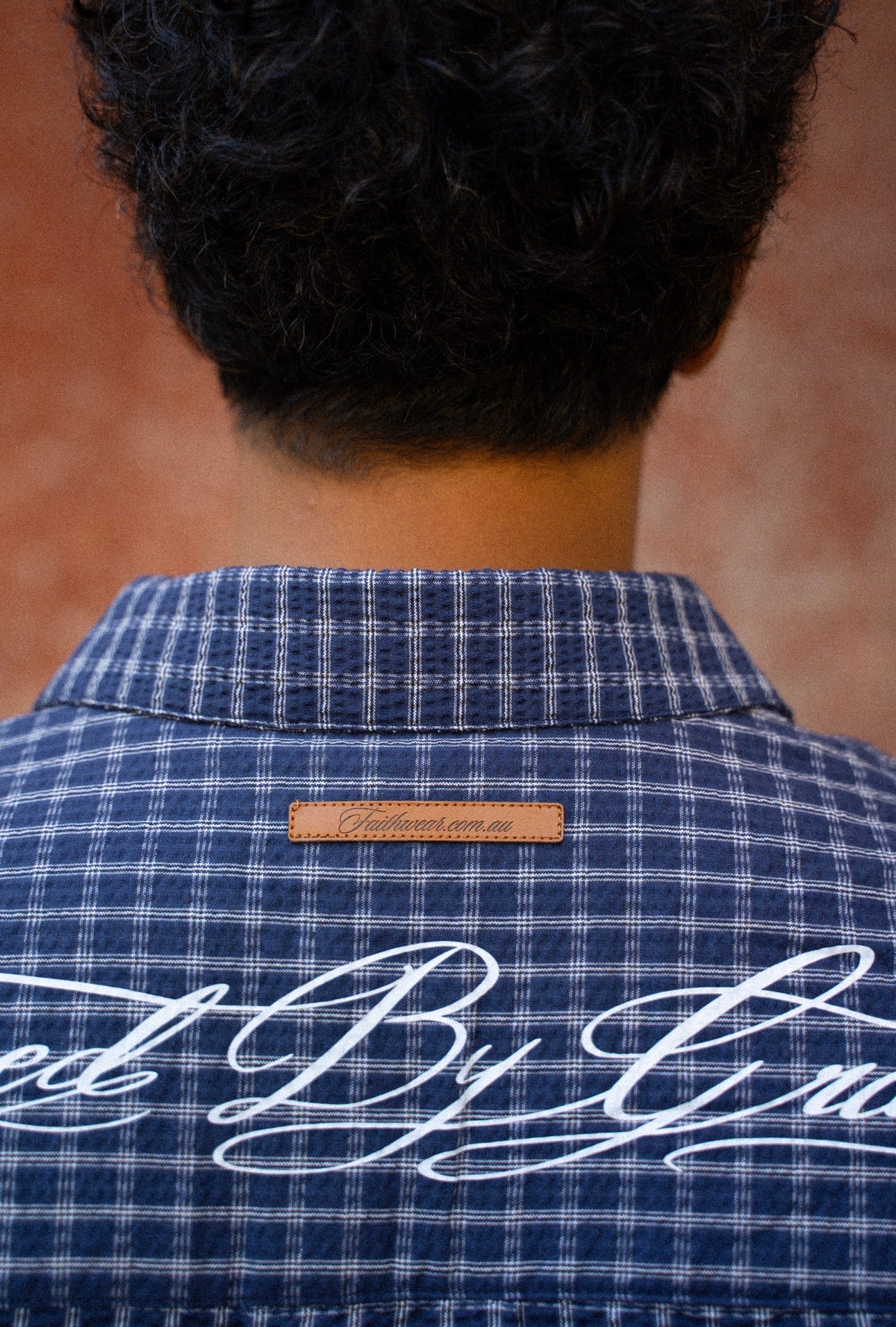 "SAVED BY GRACE" BUTTON UP NAVY BLUE