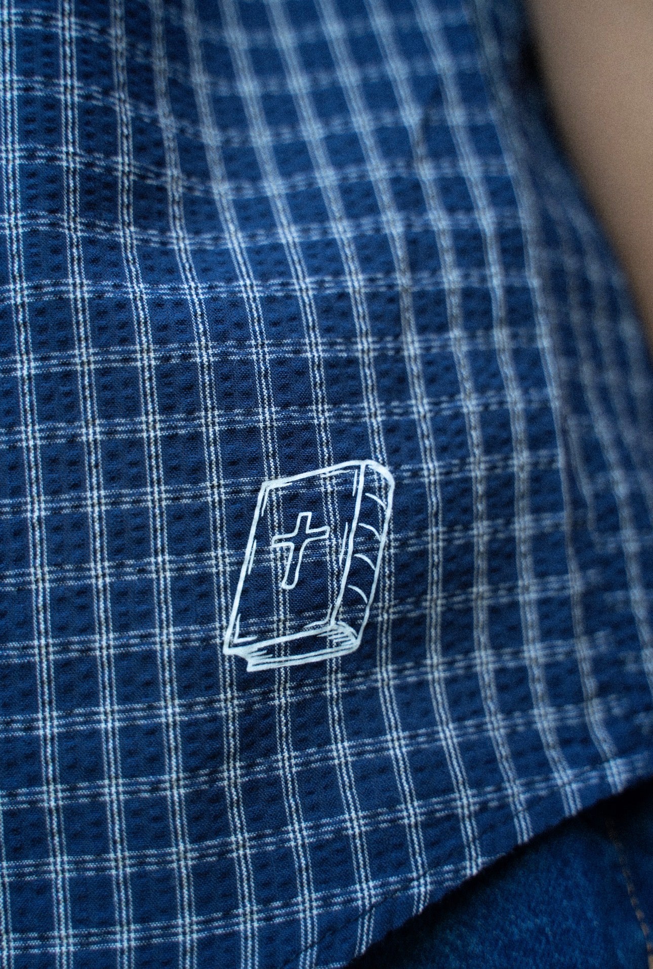 "SAVED BY GRACE" BUTTON UP NAVY BLUE