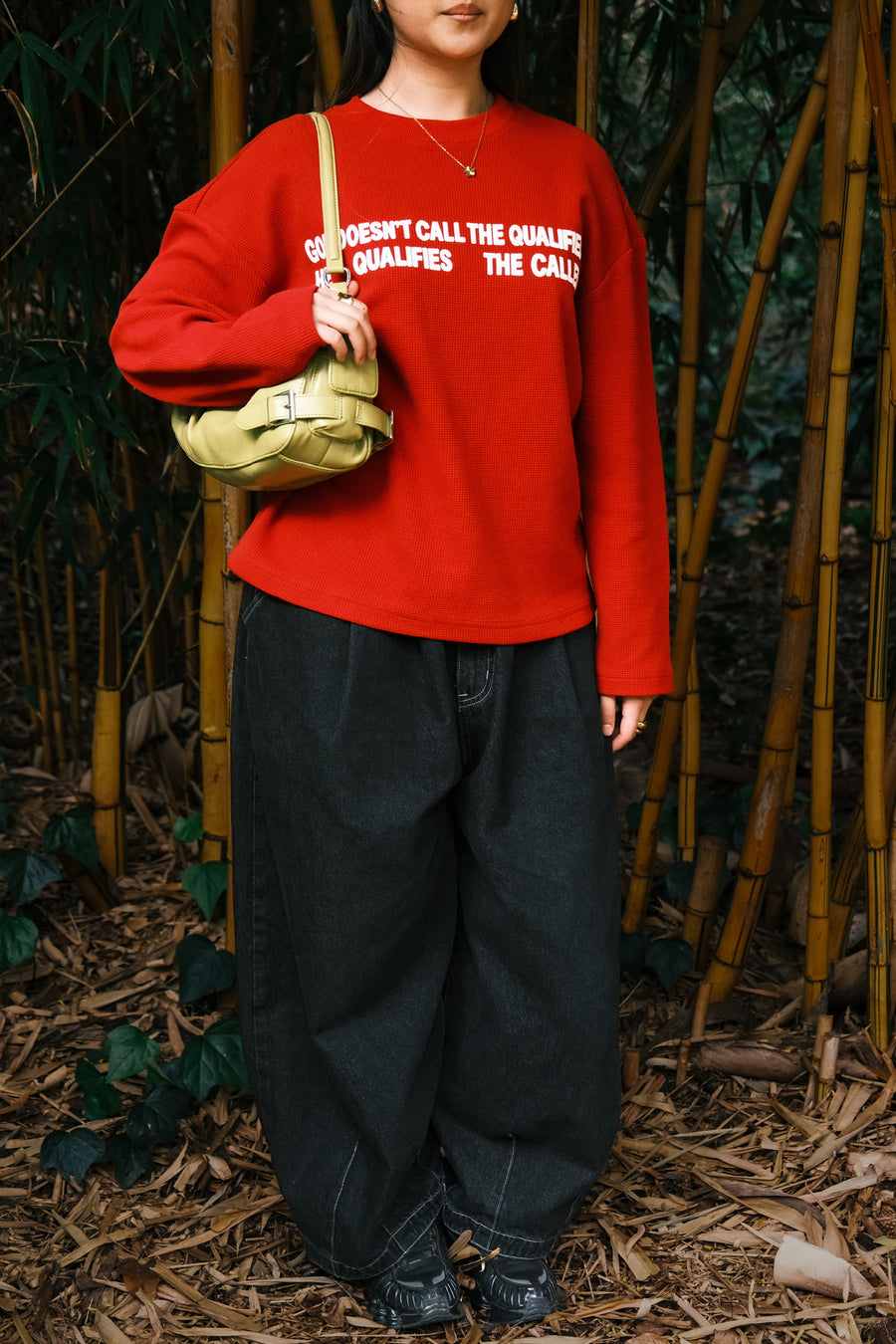 “THE CALL” RED Waffle Knit