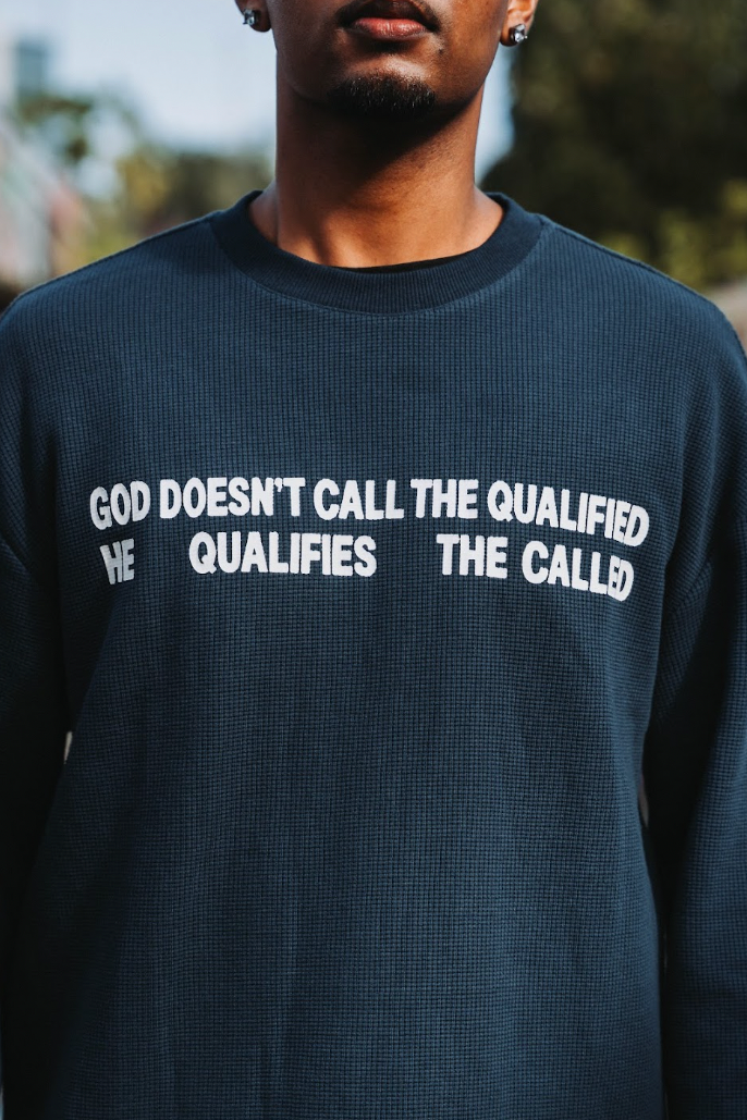 "THE CALL" waffle knit NAVY BLUE