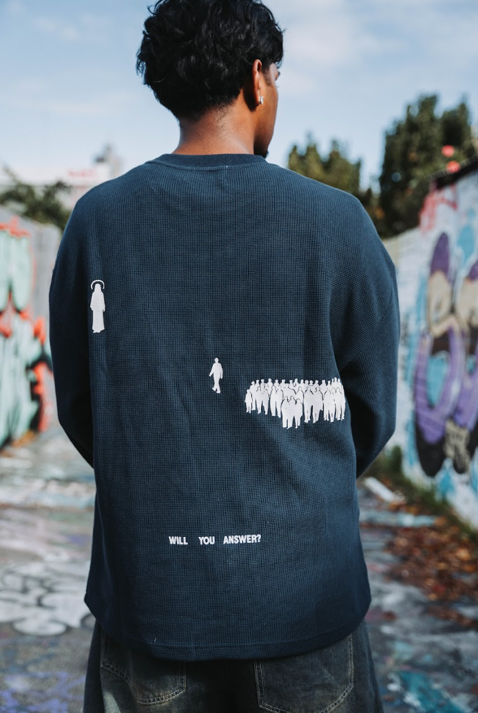 "THE CALL" waffle knit NAVY BLUE