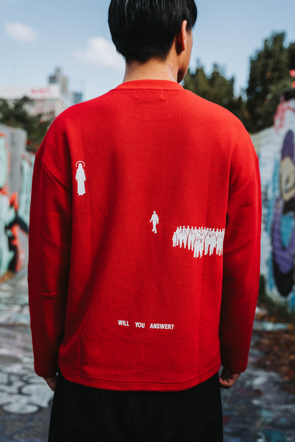 "THE CALL" waffle knit RED